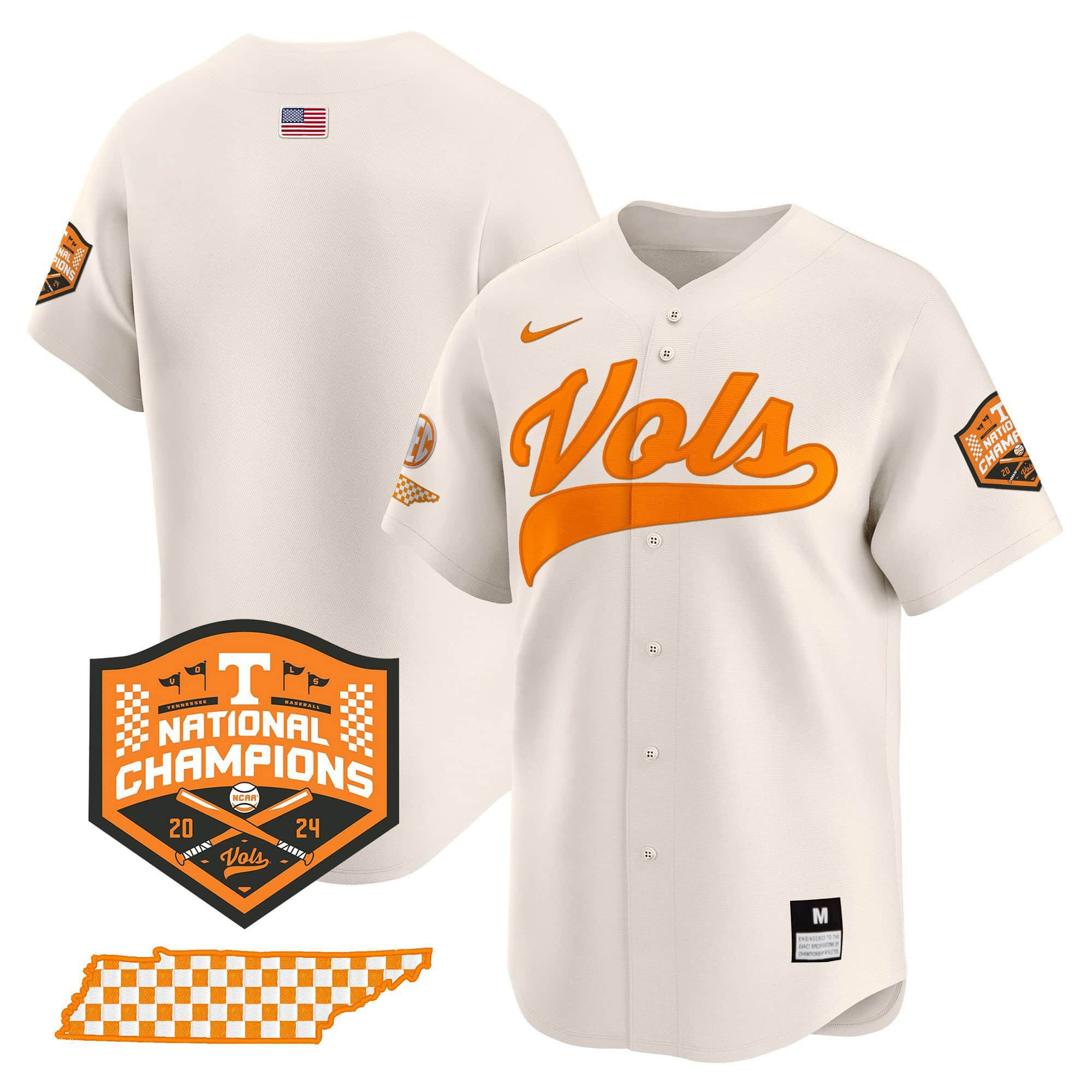Men Tennessee Volunteers Blank Cream 2024 Nike Champions Vapor Premier Limited NCAA Jersey